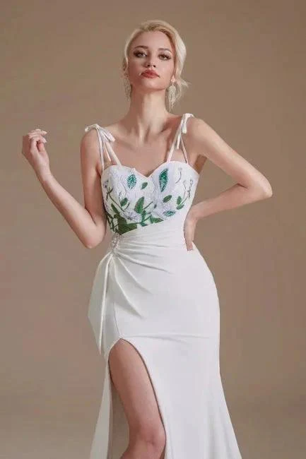 Sexy Spaghetti Straps Sleeveless Mermaid Floor-Length Satin Wedding Dresses - Image 4