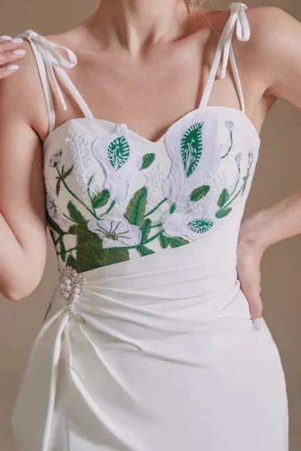 Sexy Spaghetti Straps Sleeveless Mermaid Floor-Length Satin Wedding Dresses - Image 7