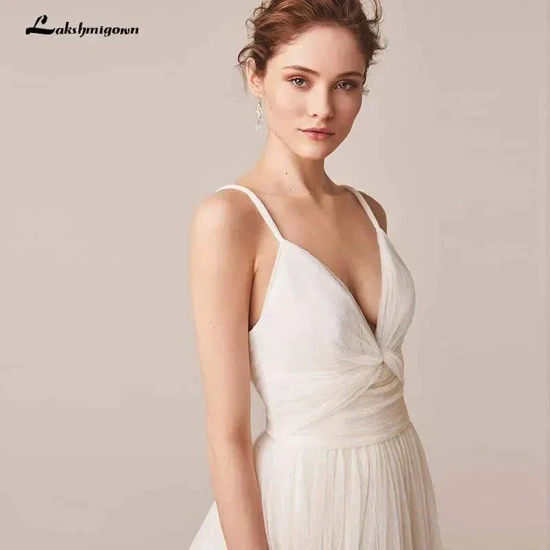 Sexy Spaghetti Straps Tulle Wedding Dress Vestido De Novia Sleeveless V-neck Backless Bride Dresses Robe De Mariage - Image 6