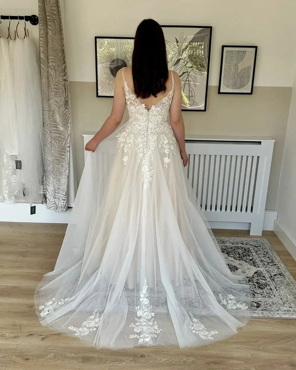 Sexy Spaghetti Straps V Neck Wedding Dresses For Women Backless Bridal Gowns Sweep Train Lace Applique A Line Vestido De Novia - Image 2