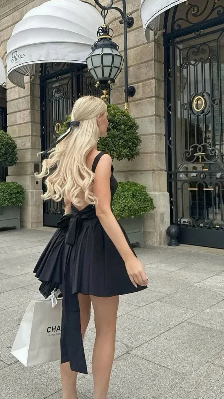 Sexy Straps Black A Line Short Homecoming Dress Birthday Outfit Y7621 - Image 2