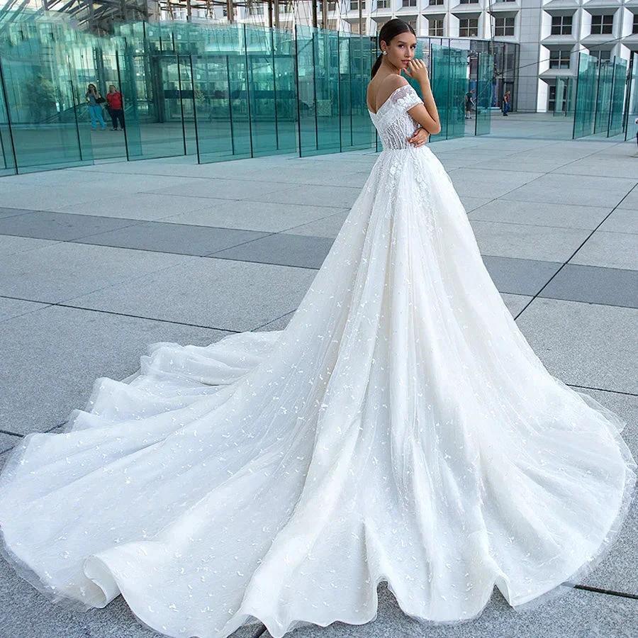 Sexy Sweetheart Lace Wedding Dresses Women's V-neck Decal Princess Wedding Formal Party 2023 Off Shoulder Beaded Romantic Bridal - Image 2