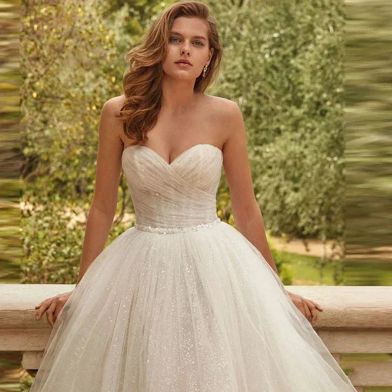 Sexy Sweetheart Wedding Dresses Strapless For Women Modern Backless Chapel Train Tulle Bride Gowns Vestidos De Novia 2022 - Image 3