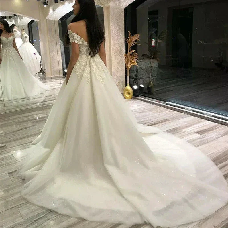 Sexy V Neck Lace Wedding Dress Off the Shoulder Lace Applique Vestidos De Noiva 2024 Bridal Gowns For Women robe de mariée - Image 2