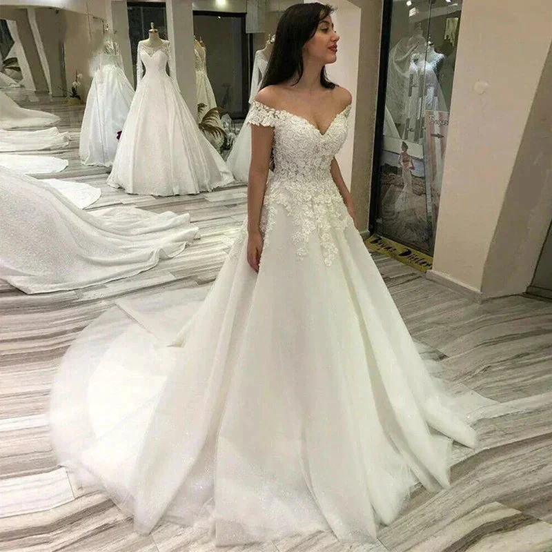 Sexy V Neck Lace Wedding Dress Off the Shoulder Lace Applique Vestidos De Noiva 2024 Bridal Gowns For Women robe de mariée - Image 3