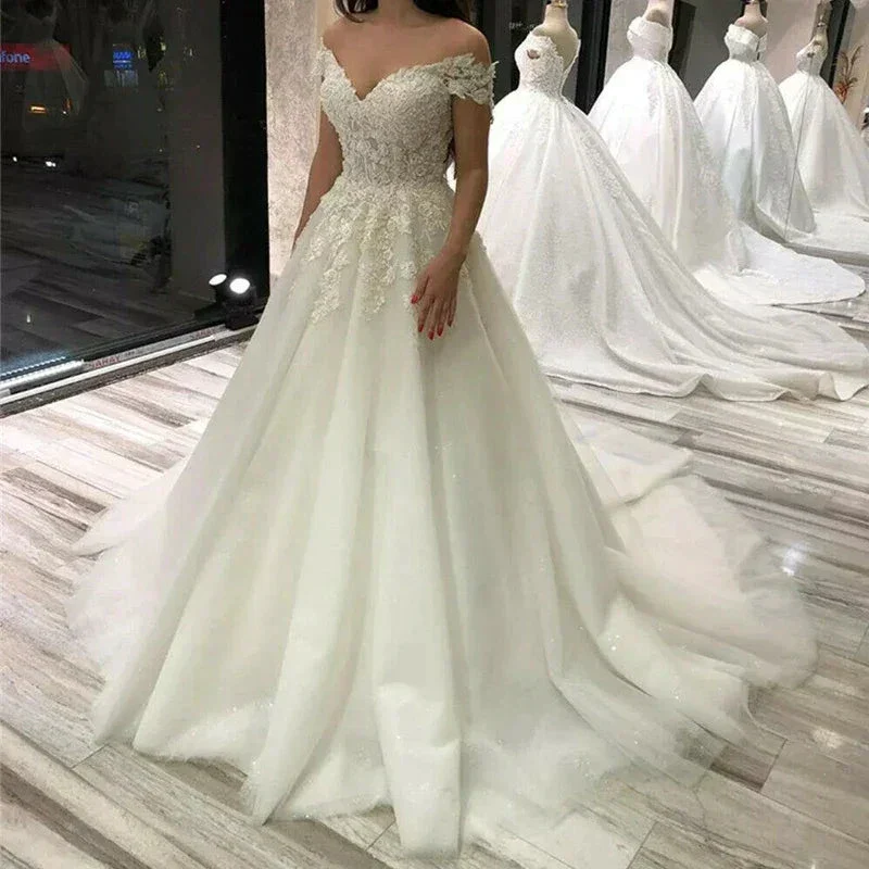 Sexy V Neck Lace Wedding Dress Off the Shoulder Lace Applique Vestidos De Noiva 2024 Bridal Gowns For Women robe de mariée - Image 5