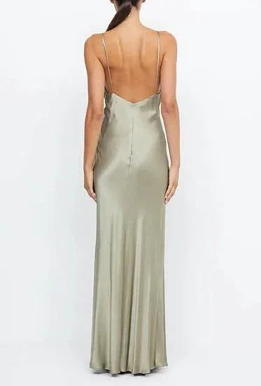 Sexy V Neck Yellow Satin Evening Dress Long Prom Dress Y7882 - Image 5