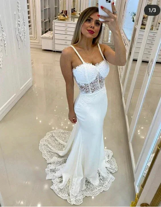 Sexy White Mermaid Wedding Dress,White Bridal Dress Y6000 - Image 2