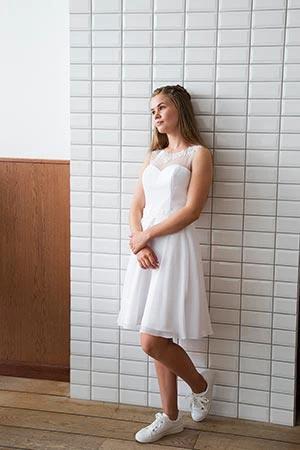 Sexy white homecoming dress with lace S53 - Image 2
