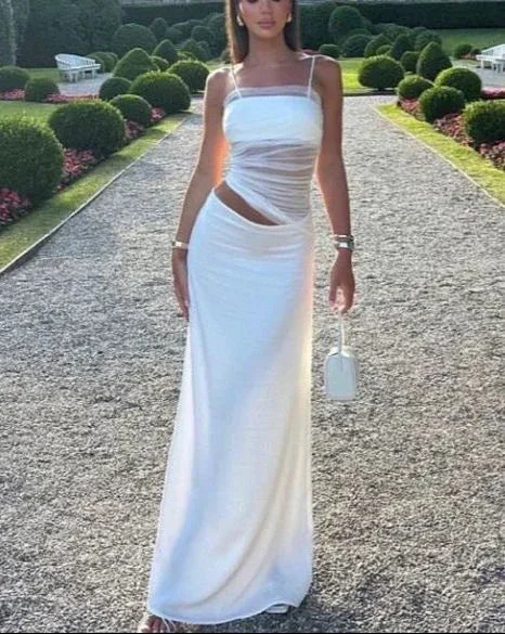 Sexy White Tight Evening Dress Aesthetic Outfit Dress Y4664 - Image 3