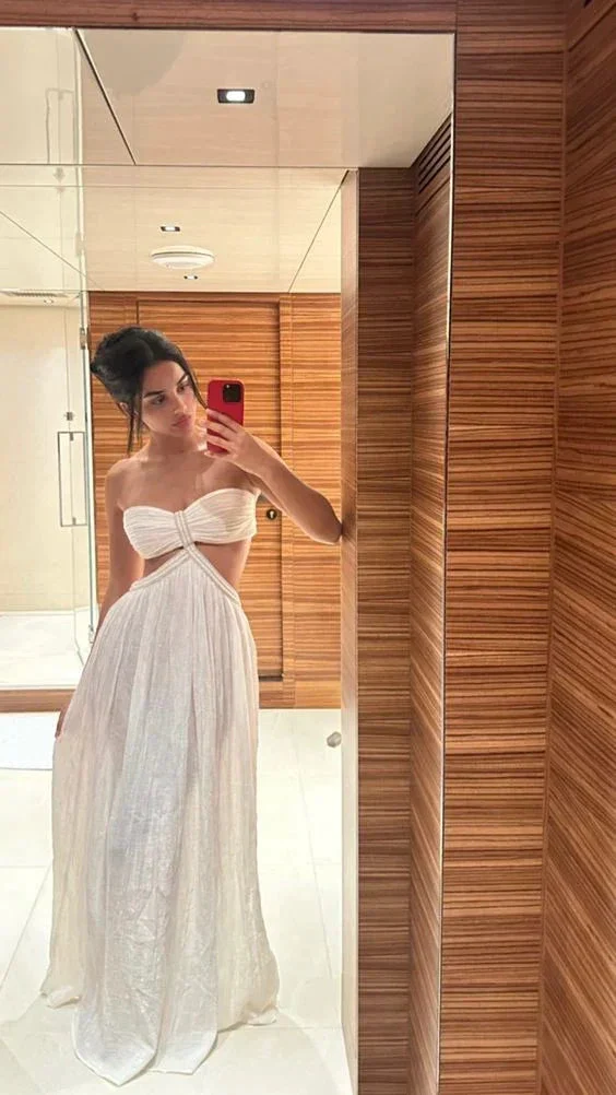 Sexy White Waist Cutout Long Evening Dress White Evening Gown Y6845 - Image 2