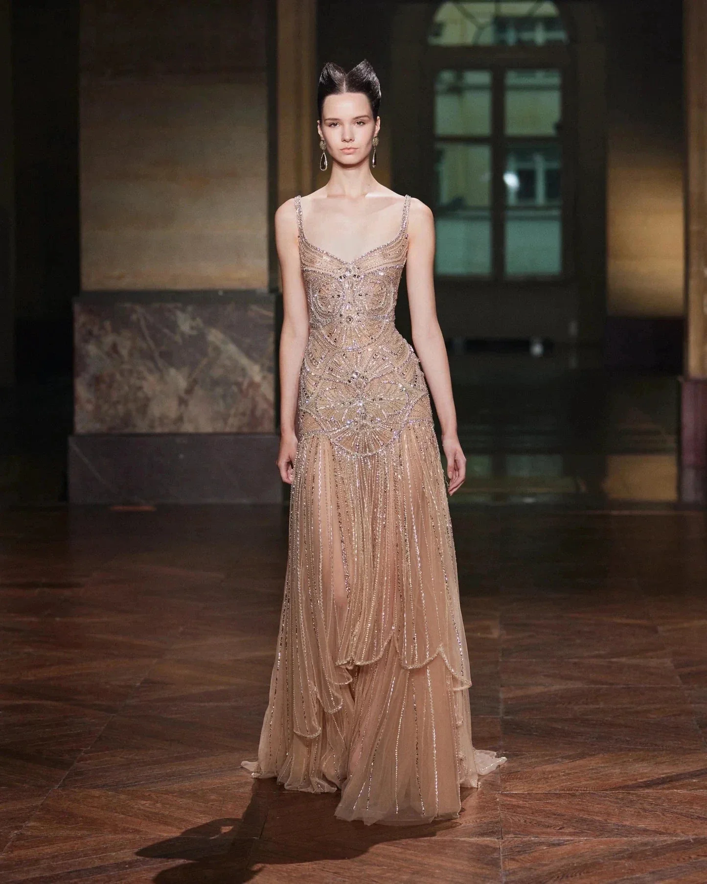 Champagne Beaded Mermaid Evening Dress Luxury Saudi Wedding Gown Customized - Image 11