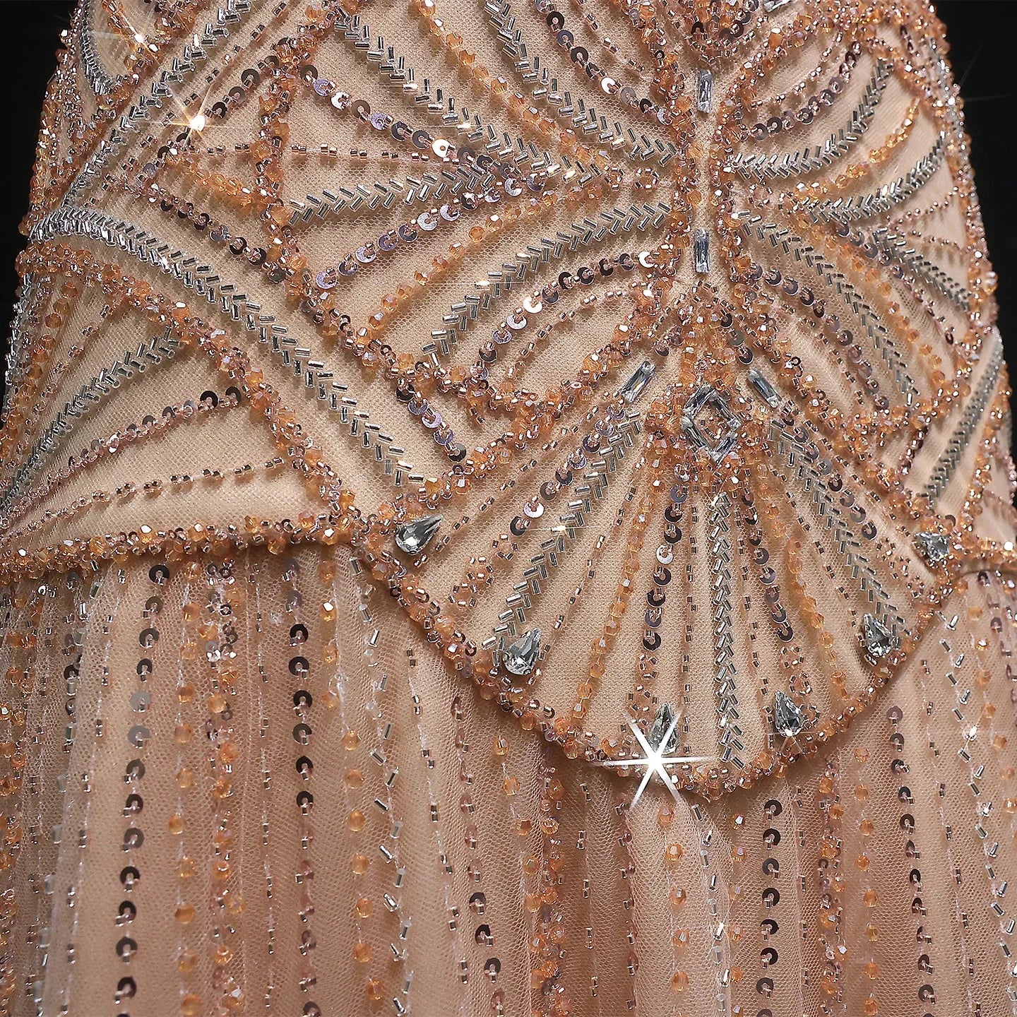 Champagne Beaded Mermaid Evening Dress Luxury Saudi Wedding Gown Customized - Image 5