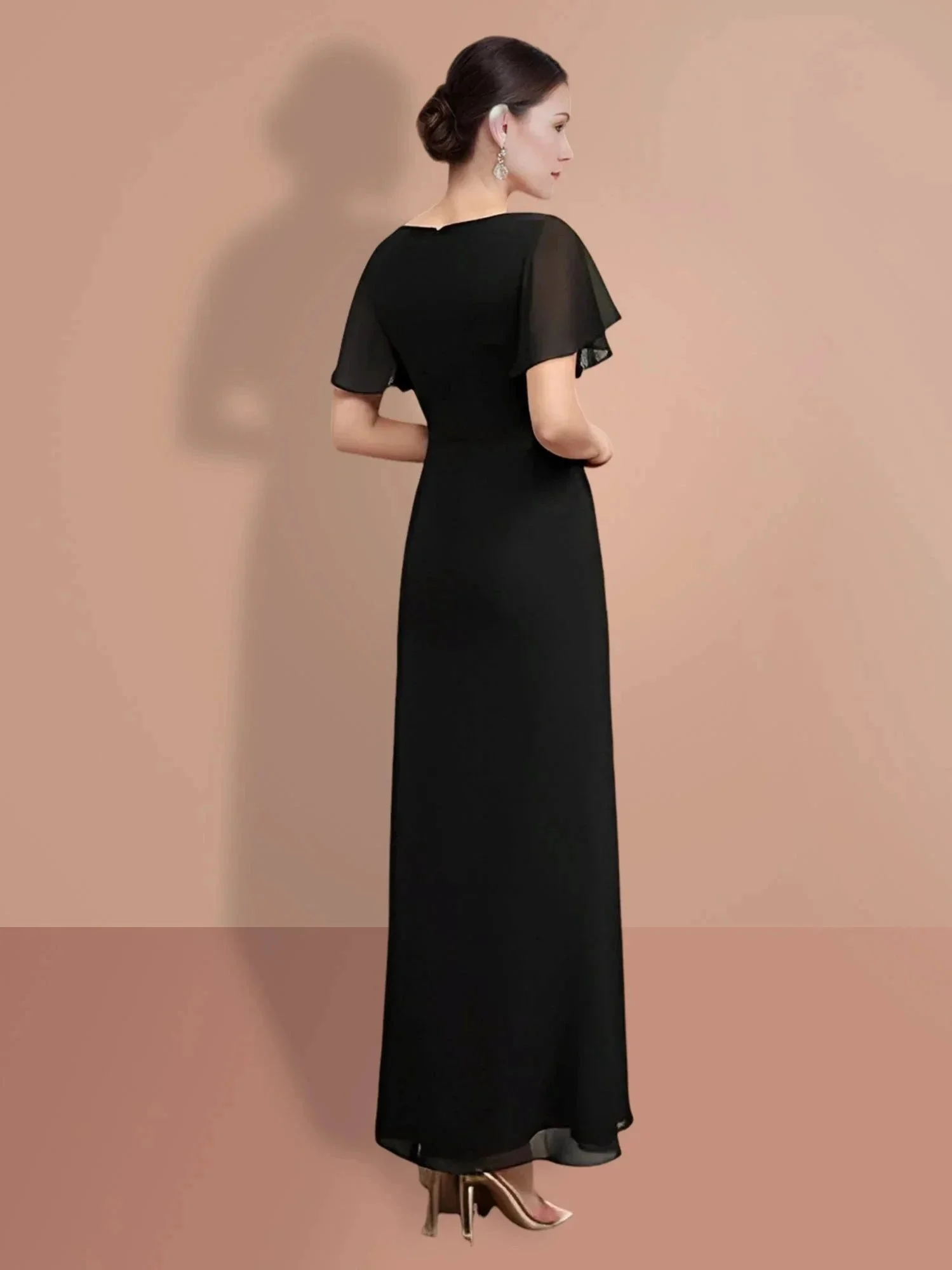 Sheath/Column Ankle-Length Short Sleeves Mother of the Bride Dresses - Image 2