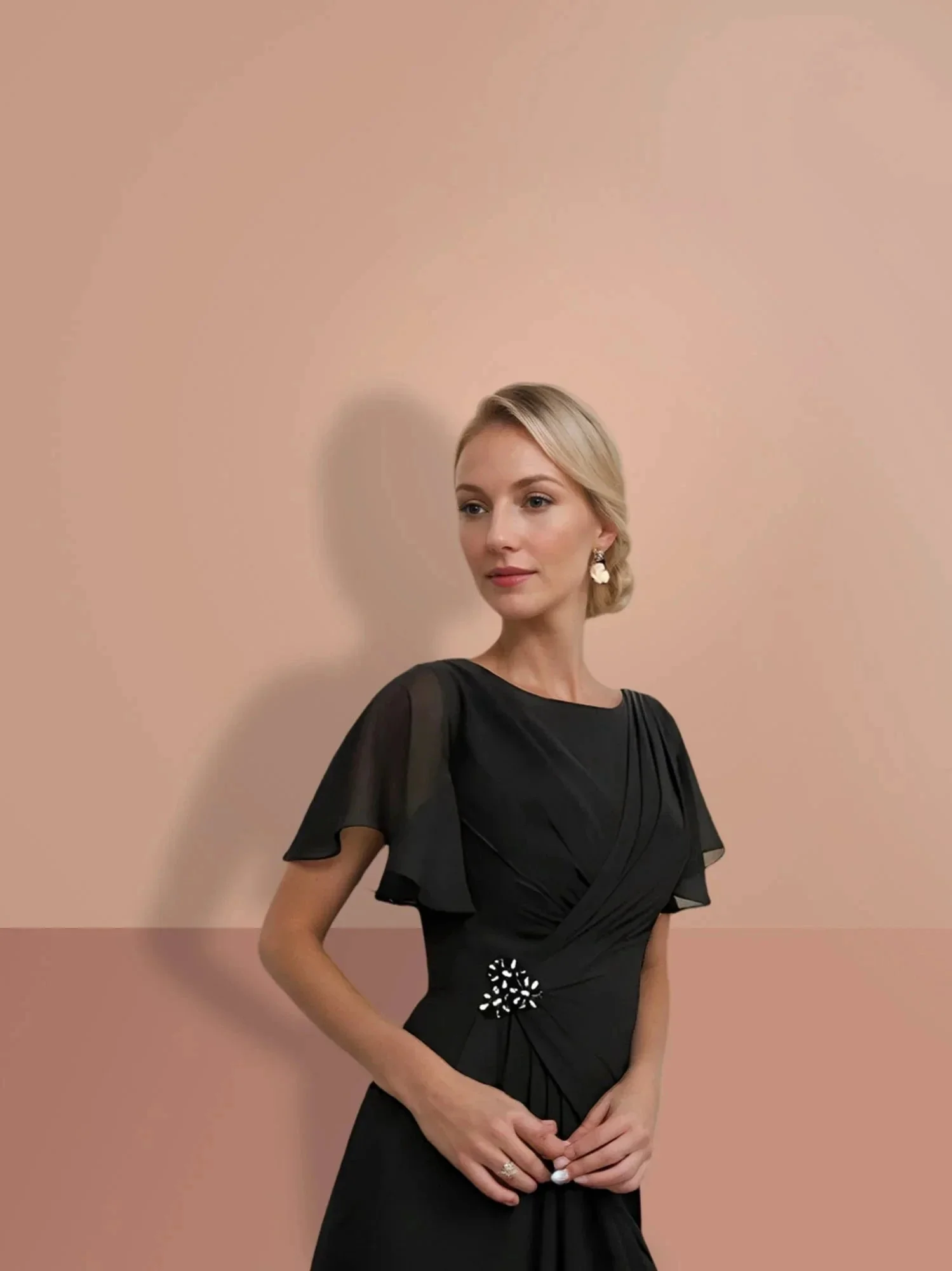 Sheath/Column Ankle-Length Short Sleeves Mother of the Bride Dresses - Image 5