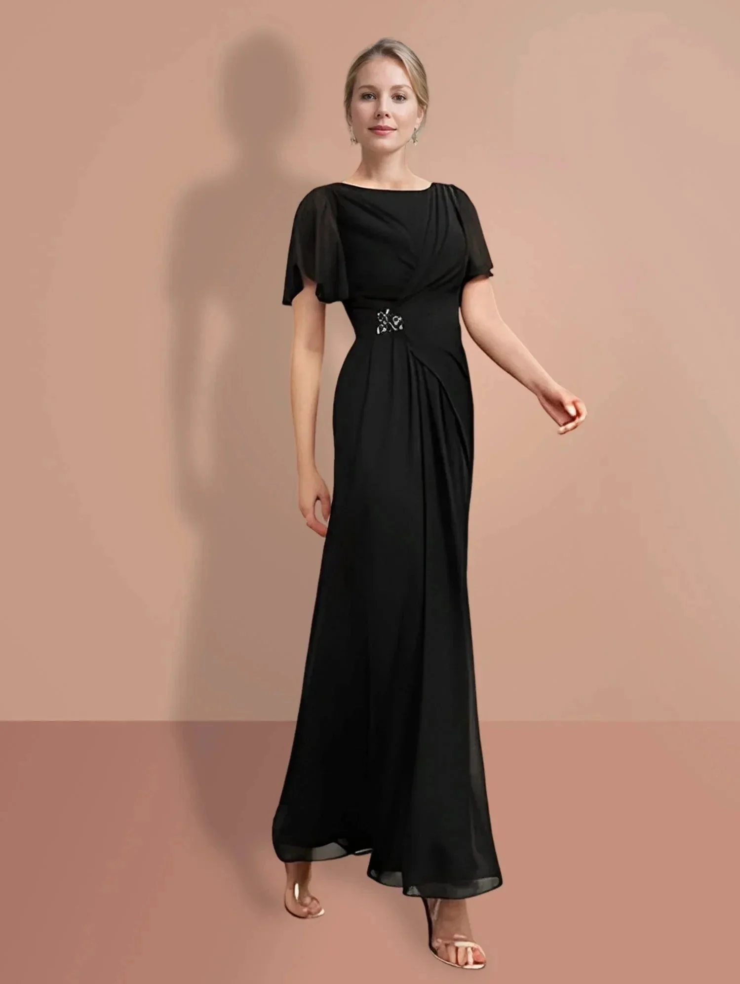 Sheath/Column Ankle-Length Short Sleeves Mother of the Bride Dresses - Image 6