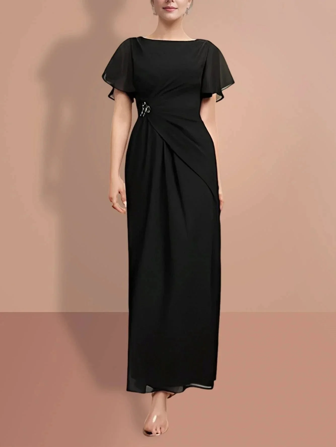 Sheath/Column Ankle-Length Short Sleeves Mother of the Bride Dresses - Image 7