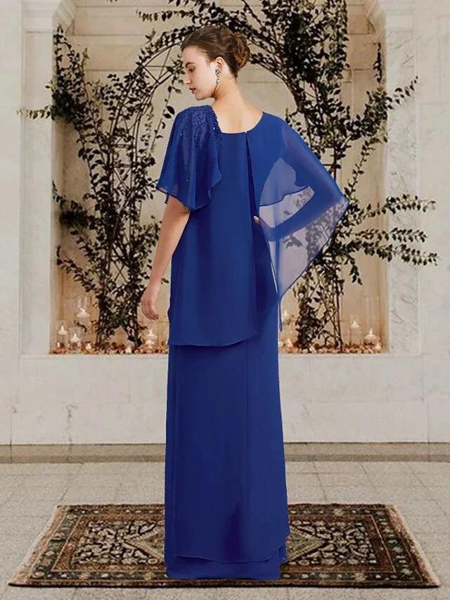 Sheath/Column Bateau Neck Floor-Length Mother of the Bride Dresses - Image 2