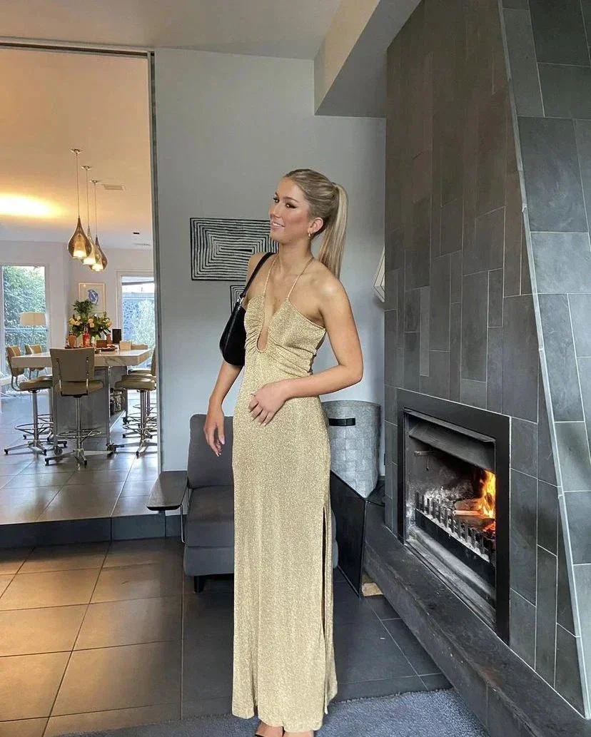 Sheath/Column Halter Neckline Long Prom Dress Evening Gown Y2816 - Image 2