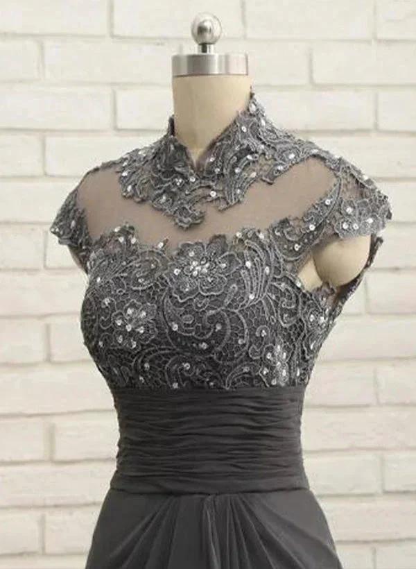 Sheath/Column High Neck Floor-Length Mother of the Bride Dresses - Image 4