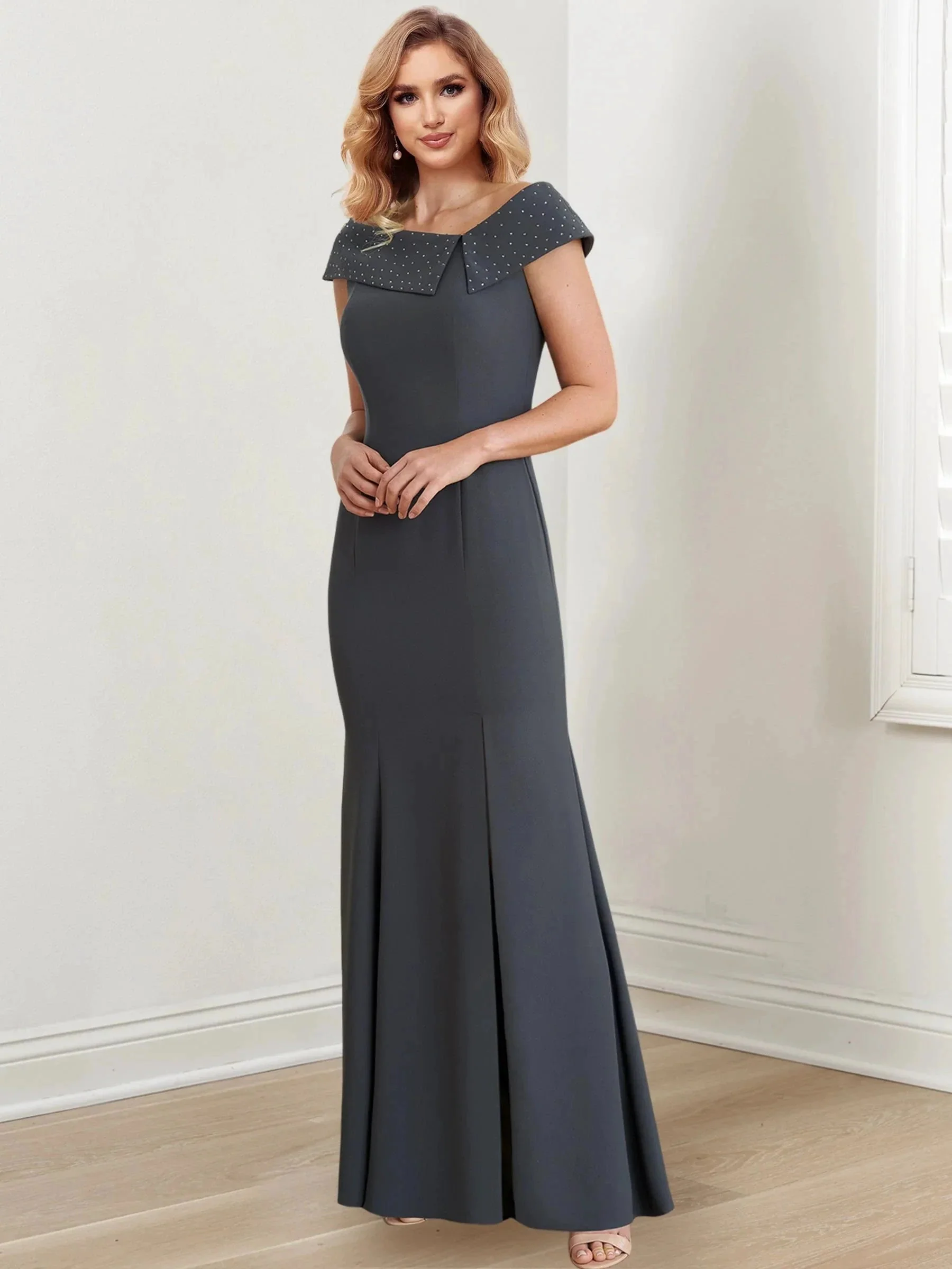 Sheath/Column Jewel Neck Floor-Length Mother of the Bride Dresses - Image 4