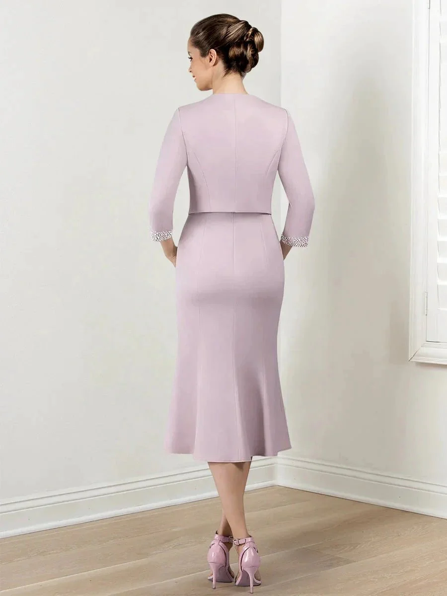 Sheath/Column Mother of the Bride Dresses with Jacket & Beading - Image 2
