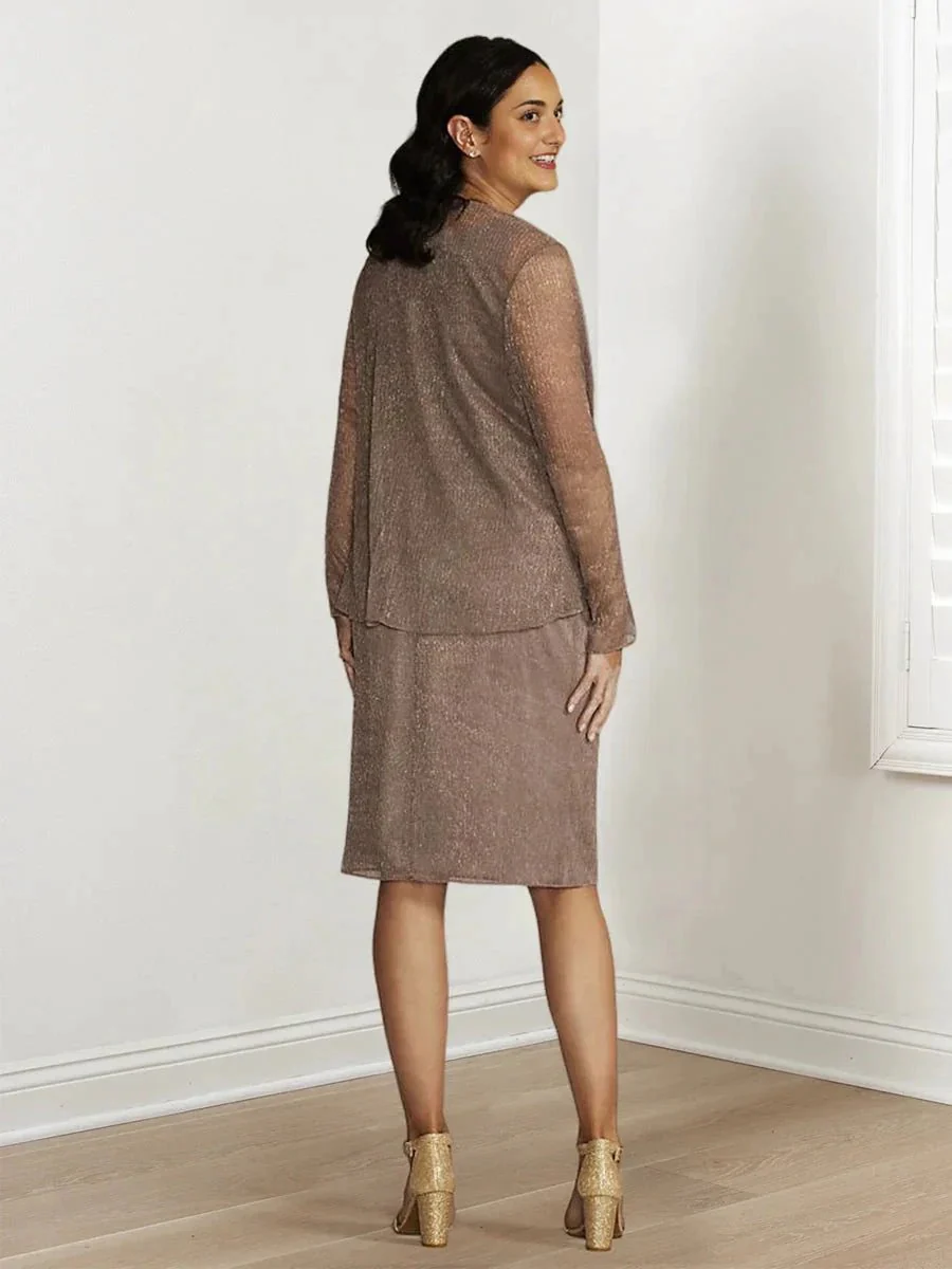 Sheath/Column Mother of the Bride Dresses with Sequins & Jacket - Image 2