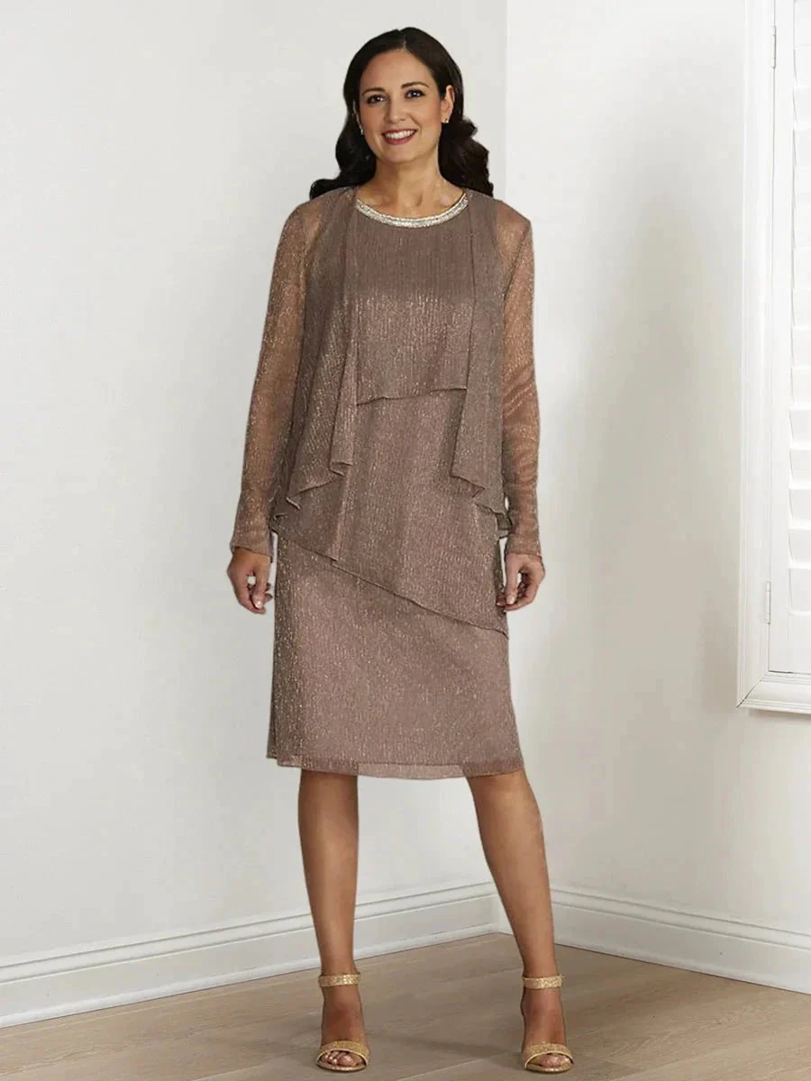 Sheath/Column Mother of the Bride Dresses with Sequins & Jacket - Image 5