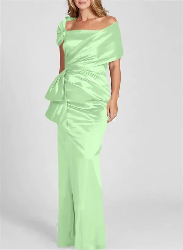 Sheath/Column Off-the-Shoulder Floor-Length Mother of the Bride Dresses - Image 10