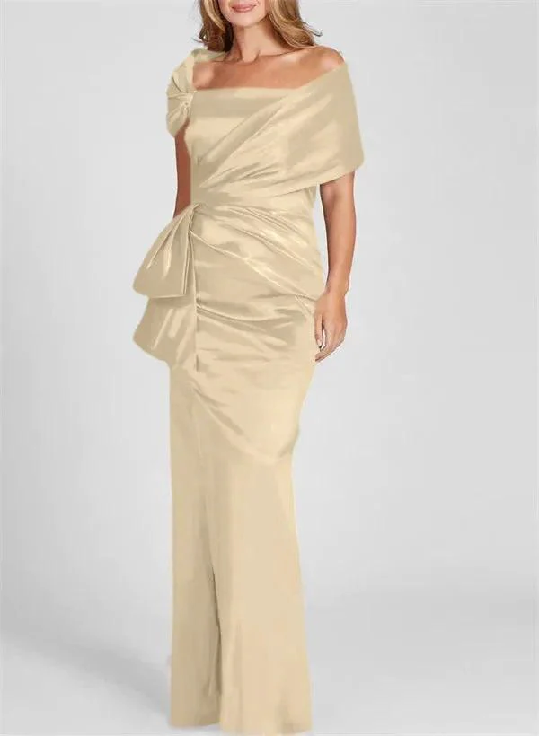 Sheath/Column Off-the-Shoulder Floor-Length Mother of the Bride Dresses - Image 11