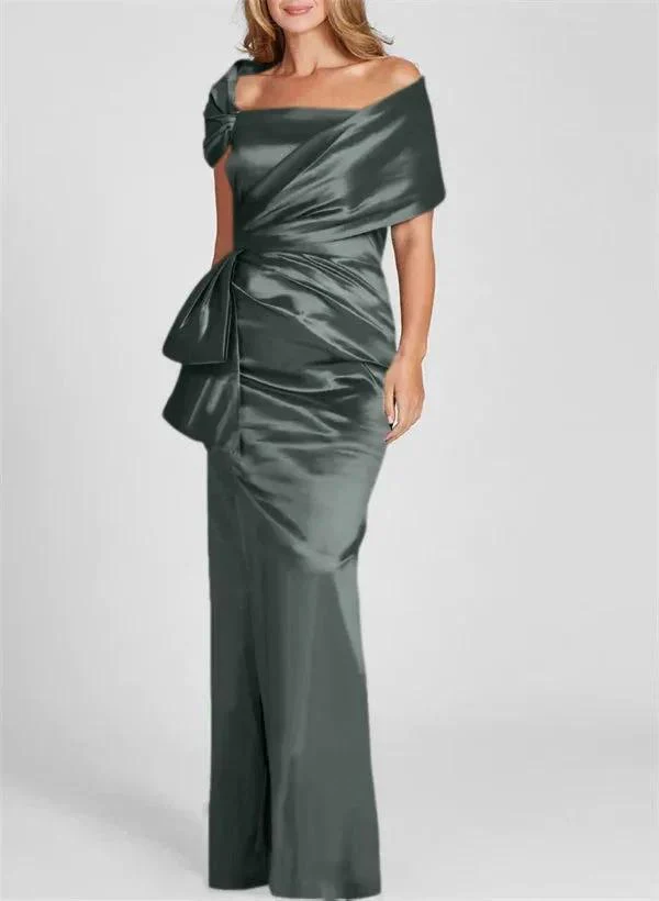 Sheath/Column Off-the-Shoulder Floor-Length Mother of the Bride Dresses - Image 12