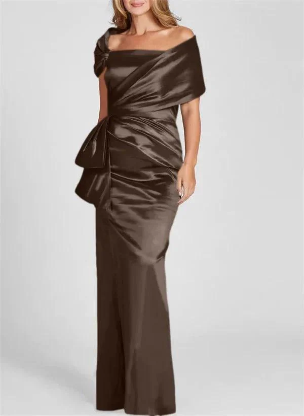 Sheath/Column Off-the-Shoulder Floor-Length Mother of the Bride Dresses - Image 13