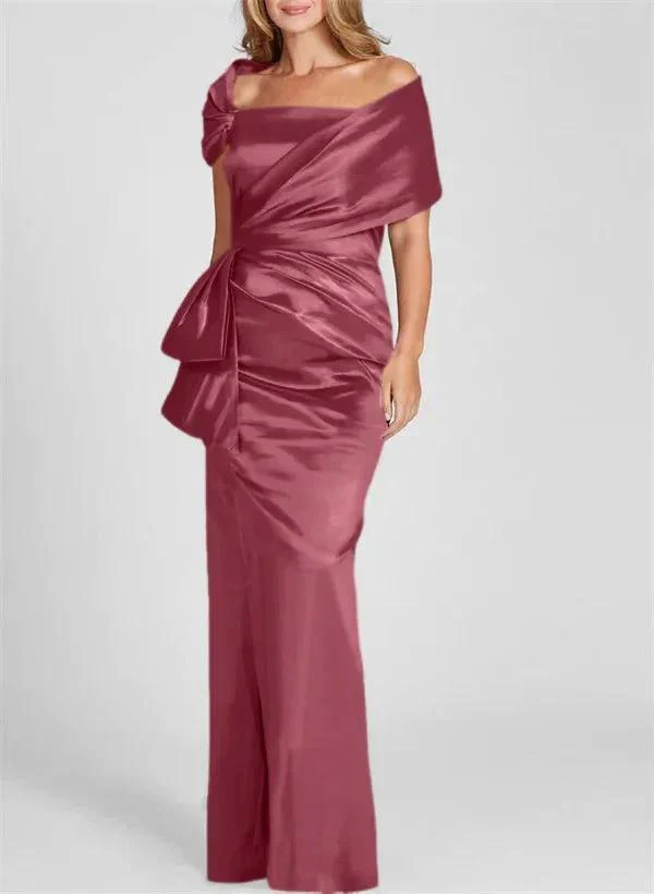Sheath/Column Off-the-Shoulder Floor-Length Mother of the Bride Dresses - Image 14
