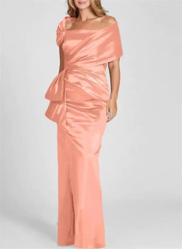 Sheath/Column Off-the-Shoulder Floor-Length Mother of the Bride Dresses - Image 15