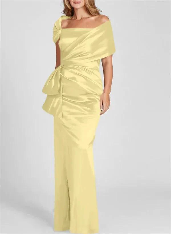 Sheath/Column Off-the-Shoulder Floor-Length Mother of the Bride Dresses - Image 16