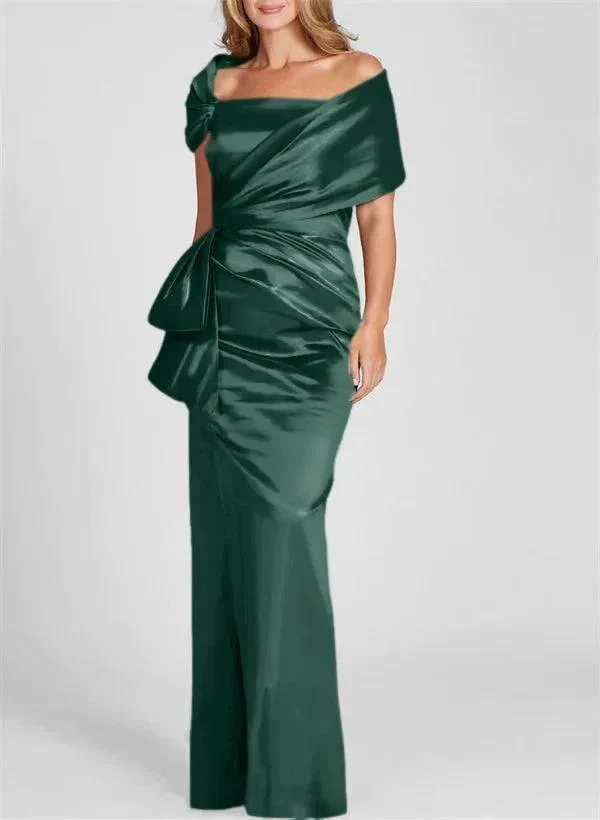 Sheath/Column Off-the-Shoulder Floor-Length Mother of the Bride Dresses - Image 17