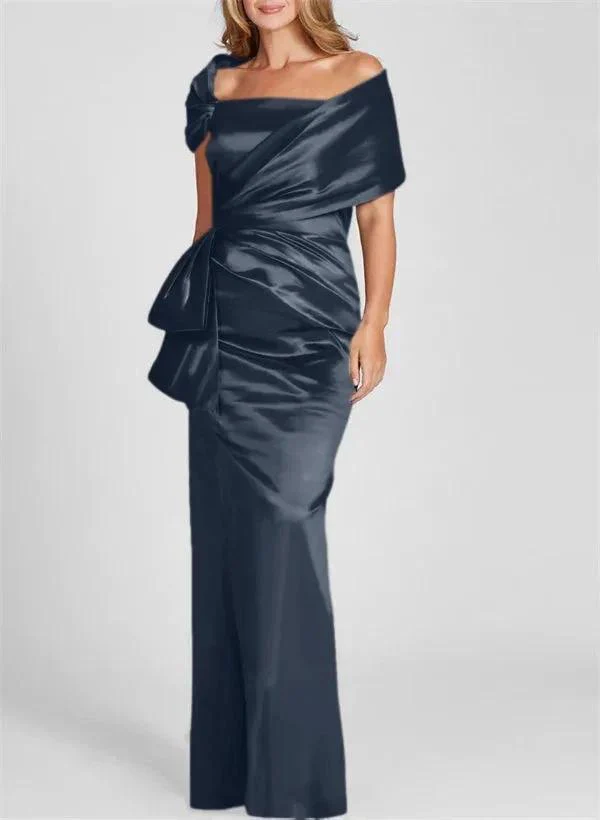 Sheath/Column Off-the-Shoulder Floor-Length Mother of the Bride Dresses - Image 18