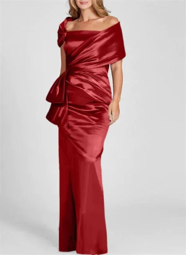 Sheath/Column Off-the-Shoulder Floor-Length Mother of the Bride Dresses - Image 19