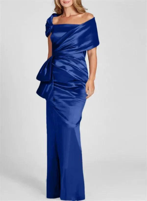Sheath/Column Off-the-Shoulder Floor-Length Mother of the Bride Dresses - Image 20