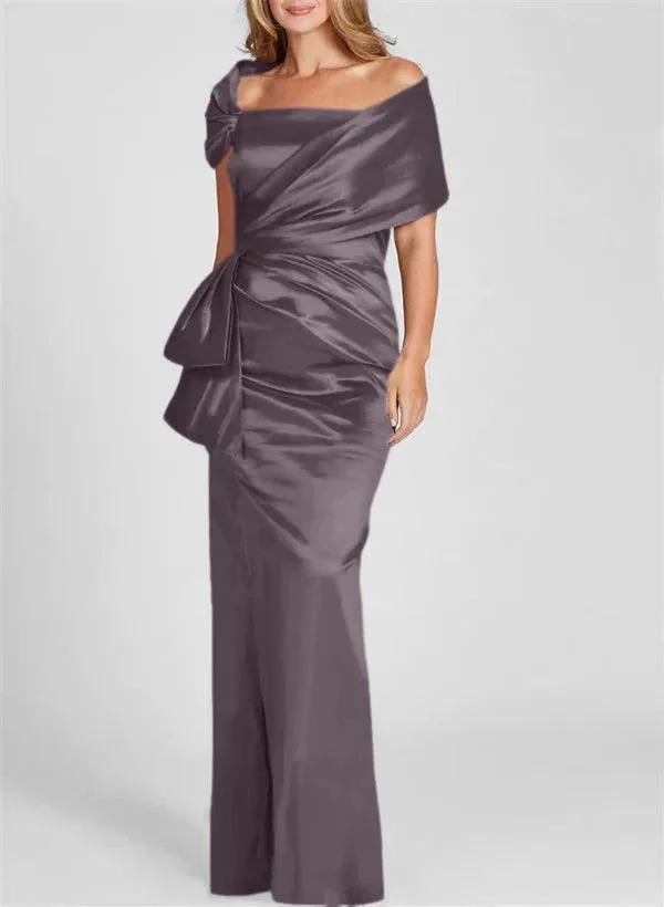 Sheath/Column Off-the-Shoulder Floor-Length Mother of the Bride Dresses - Image 21