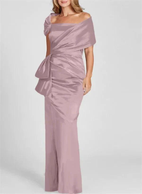 Sheath/Column Off-the-Shoulder Floor-Length Mother of the Bride Dresses - Image 23