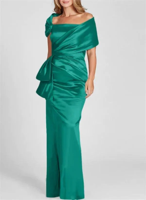 Sheath/Column Off-the-Shoulder Floor-Length Mother of the Bride Dresses - Image 24