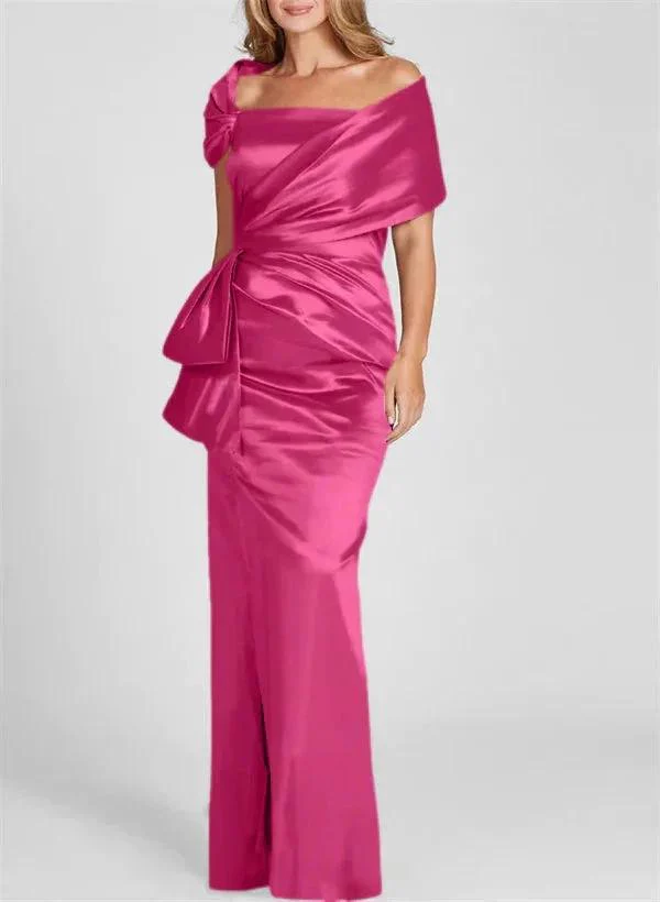 Sheath/Column Off-the-Shoulder Floor-Length Mother of the Bride Dresses - Image 25