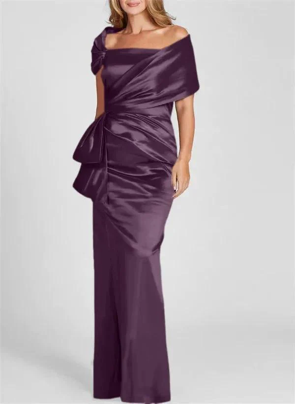 Sheath/Column Off-the-Shoulder Floor-Length Mother of the Bride Dresses - Image 27