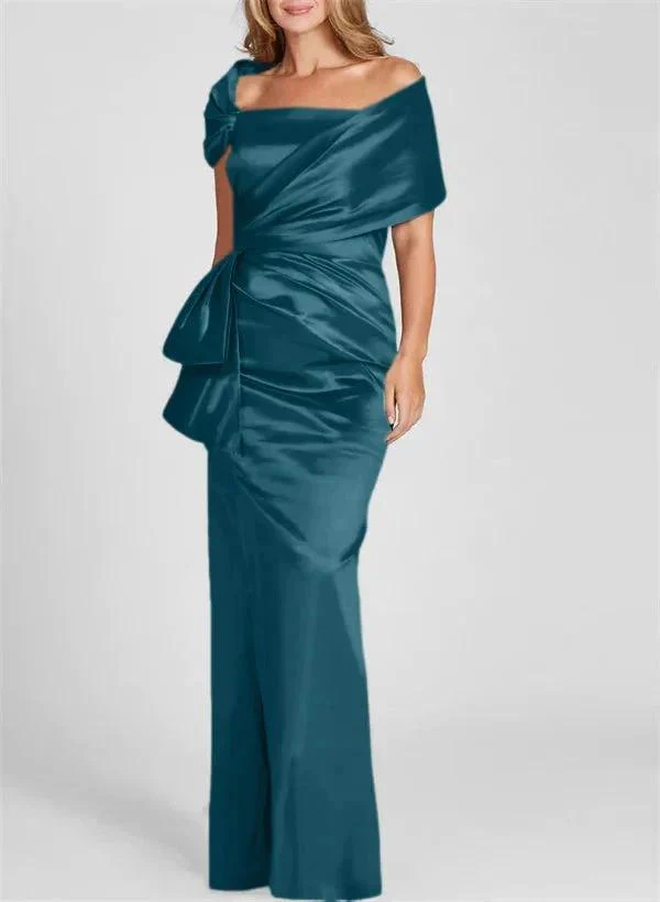 Sheath/Column Off-the-Shoulder Floor-Length Mother of the Bride Dresses - Image 29