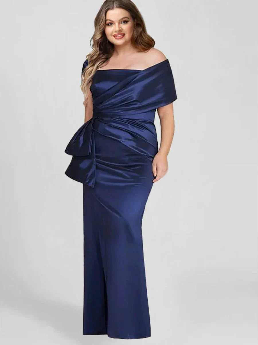 Sheath/Column Off-the-Shoulder Floor-Length Mother of the Bride Dresses - Image 3