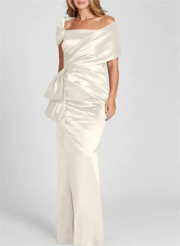 Sheath/Column Off-the-Shoulder Floor-Length Mother of the Bride Dresses - Image 30