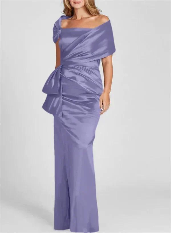 Sheath/Column Off-the-Shoulder Floor-Length Mother of the Bride Dresses - Image 32