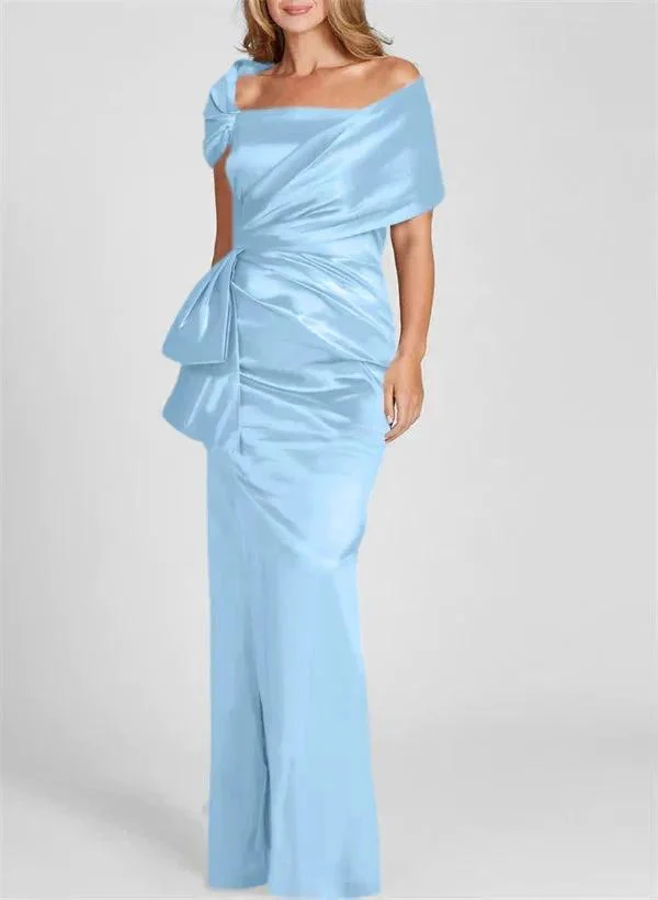 Sheath/Column Off-the-Shoulder Floor-Length Mother of the Bride Dresses - Image 33