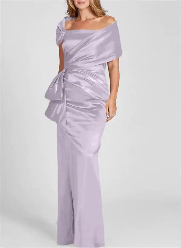 Sheath/Column Off-the-Shoulder Floor-Length Mother of the Bride Dresses - Image 34